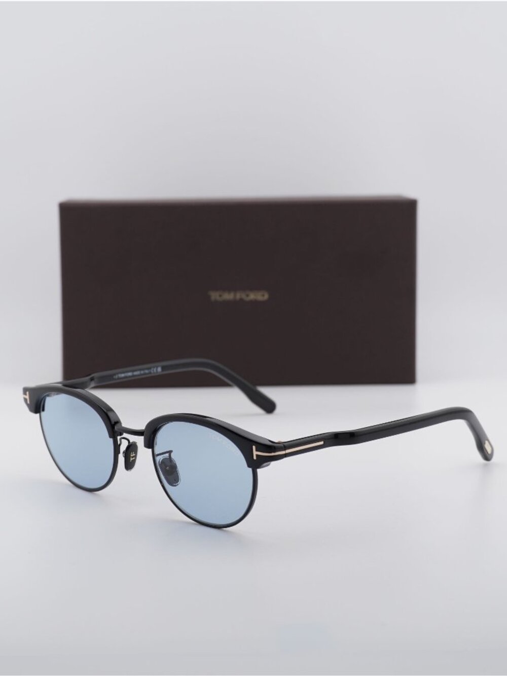 Tom Ford TF1120-D 01A Browline Sunglasses - Shiny Black \ Smoke
